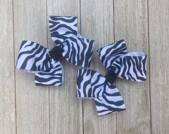 Large Zebra Striped Hair Bows,Pigtail Hair Bows,French Barrettes,4-4.5 Inches Wide