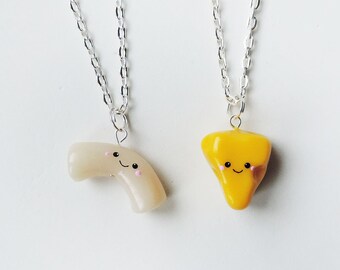 Kawaii Best Friends Macaroni and Cheese Necklaces Mac n Cheese Polymer Clay Charms