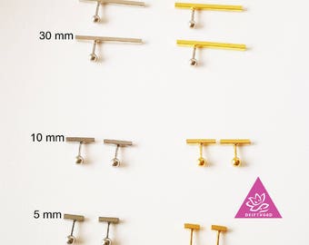 1pcs piercing stem 3cm 10mm 5mm rock style géométrique Stud ligne Hypoallergenic skin sensible color silver / golden