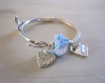 bracelet leather and glass fusing with lampwork glass