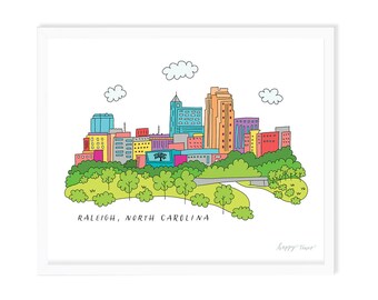 Raleigh North Carolina Skyline Art Print