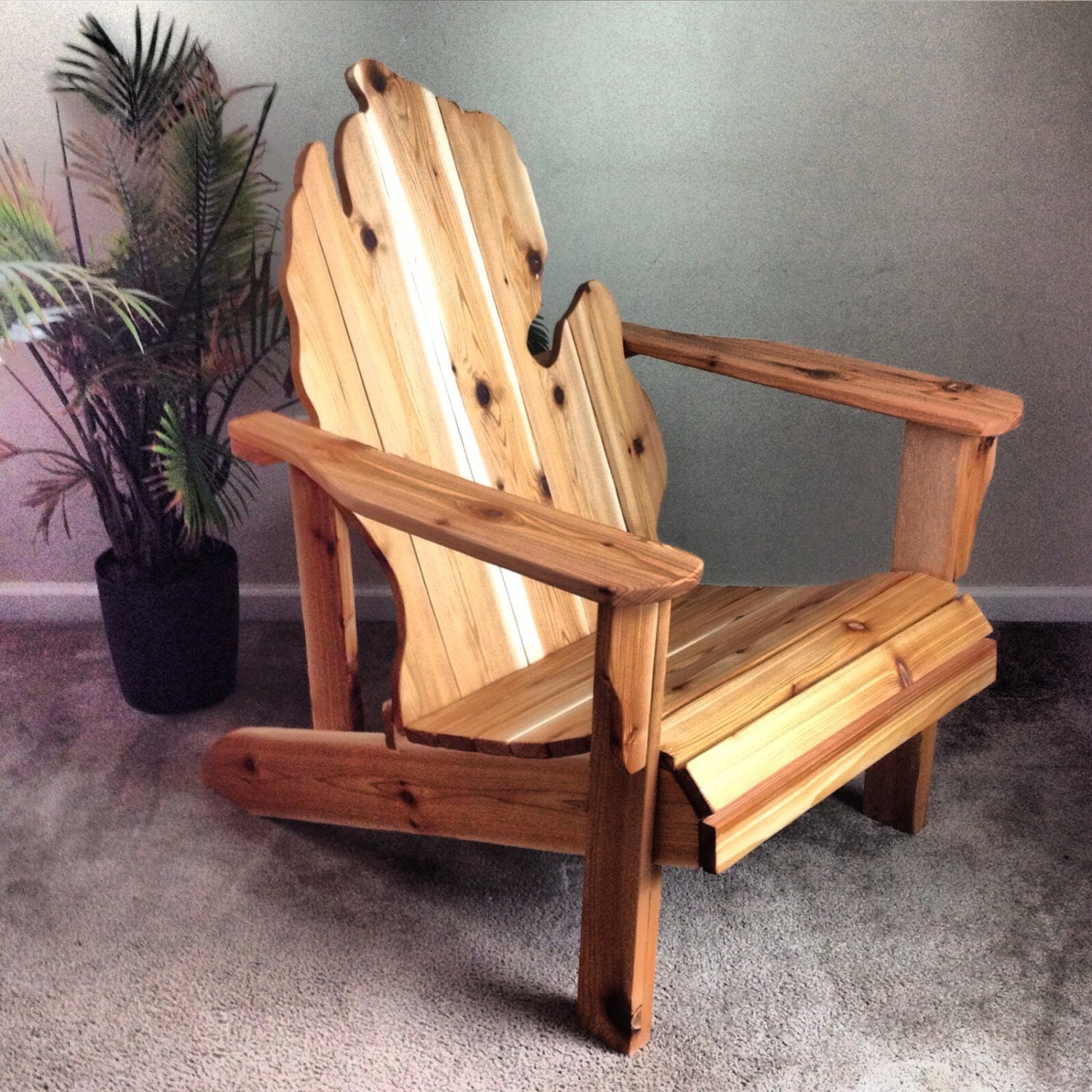 Michigan Adirondack Chair Handmade Wood Furniture Rustic patio