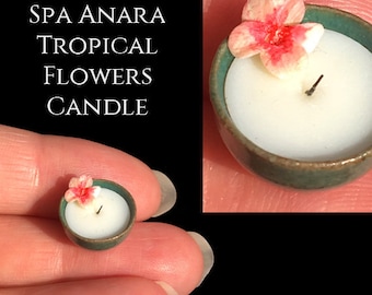 Luxury Tropical Spa Flower Candle Bowl - Elisabeth Causeret - After Dark - Artisan fully Handmade Miniature in 12th scale.