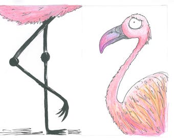 Alice in Wonderland series - Flamingo print A4