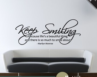 Marilyn Monroe Wall Decal Keep Smiling Quote Living Room Bedroom Decor Wd0133 Marilyn Monroe Wall Decal Keep Smiling Quote Living Room Bedroom Decor Wd0133