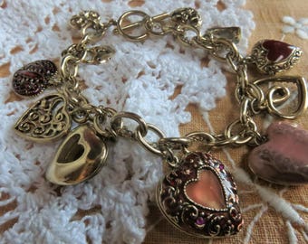 Vintage Liz Clairborne heart charm bracelet
