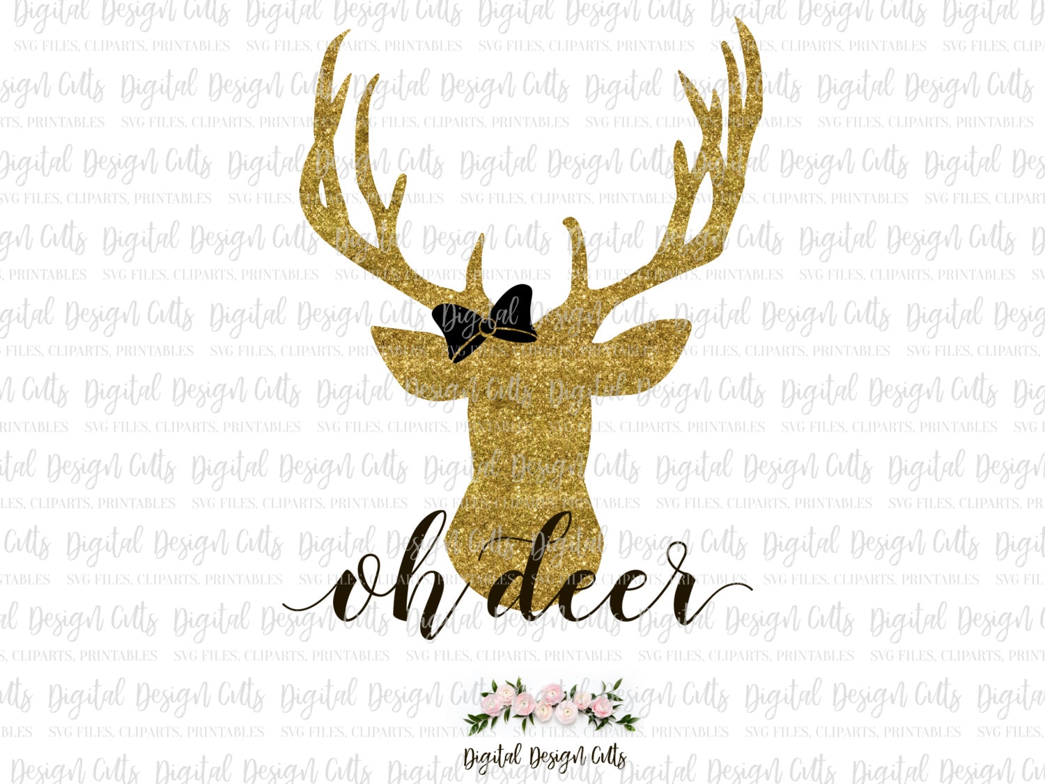 Download Oh Deer SVG Oh deer Gold Glitter Iron-on Deer Silhouette
