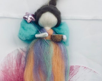 Blessing tooth fairy art doll wool Waldorf Blossom Hand-felted Girls Room Ornament