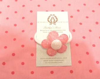 Sparkly pink flower hair tie