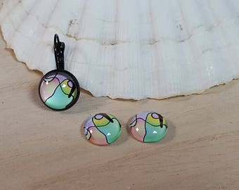 2 glass cabochons 12mm abstract Spring collection was