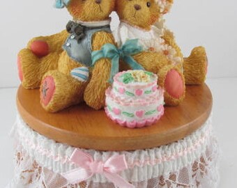 Cherished Teddies Musical Love Bears All Things, Bride and Groom Musical #699349 Tune "Mendelssohm Wedding"
