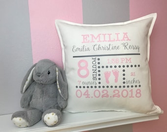 Birth Announcement Pillow, Personalized Baby Gifts, Nursery Decor, Birth Stats Pillow, Birth Announcement, Baby Pillow, Newborn Gift