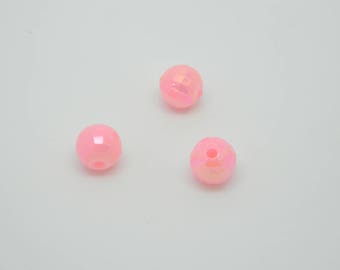 20 x round faceted pink 7mm