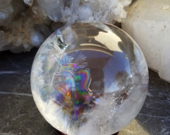 AAA Quality Rainbow, Clear Quartz Crystal Sphere, Crystal Ball, Scrying Sphere