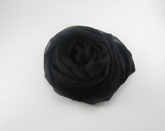 Silk Chiffon Scarf --- Black
