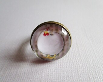 Ring "Poulette", bronze cabochon, costume jewelry