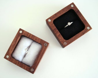 Engagement Ring box. Ascetic design ring box. Walnut wood ring box. Wooden ring box. Ring box.