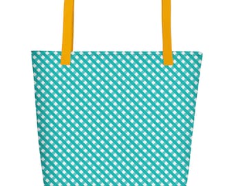 Turquoise and Hot Pink Beach Tote Bag