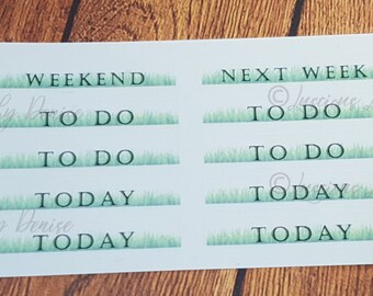 Grass Header Stickers to suit Erin Condren inspired planner inserts