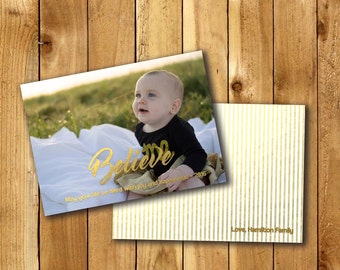 HALF OFF SALE! Christian Believe Christmas Photo Card Template (Printable)