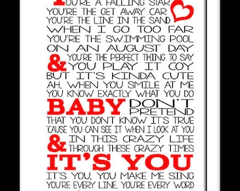 A3 Michael Buble Everything Print Typography song music lyrics for framing ( Print Only )