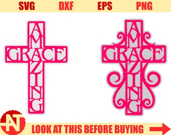 Amazing Grace svg Christian svg Cross svg files for Cricut Silhouette Vector Cutting files cut files svg dxf eps png lfvs