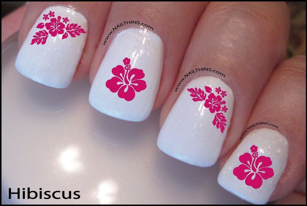 Hibiscus Nail Decal Hawaii Flower Pink, Blue, Or Red Hawaiian Nail Hibiscus Nail Decal Hawaii Flower Pink, Blue, or Red Hawaiian Nail Art NAILTHINS - Hibiscus Nail Decal Hawaii Flower Pink, Blue, Or Red Hawaiian Nail