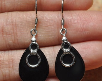 Black Onyx sterling silver earrings (#J751)