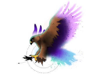 INSTANT DOWNLOAD, eagle watercolor illustration drawing painting