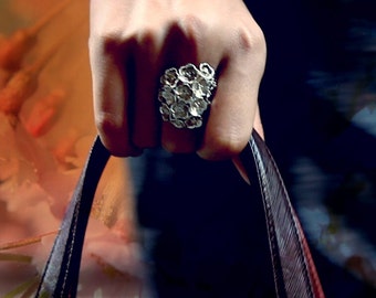 Cherry Blossom Posy Ring, Cherry Blossom Ring: Silver ring