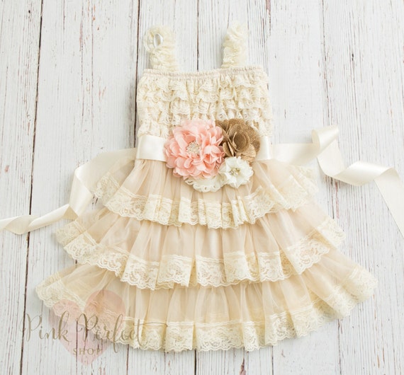 Blush Ivory Flower Girl Dress Country Flower Girl Dress