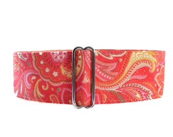 Paisley Martingale Collar, Paisley Dog Collar, Pink Martingale Collar, 1.5 Inch Martingale Collar, Sighthound Collar