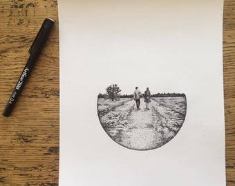 Wedding Sketch, Black and White, Limited Edition Print