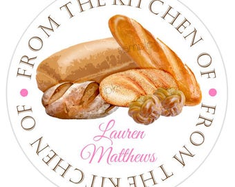Personalized Baking Stickers,Homemade Bread labels,Baking Labels,Bread Stickers,Kitchen Stickers,Kitchen labels,From the Kitchen of