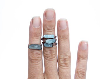 Kyanite ring | Blue Kyanite ring | Electroformed Kyanite ring | Kyanite mineral ring | Kyanite healing crystal jewelry | Kyanite Bar Ring