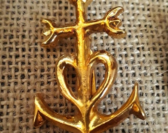 Gold plated Camargue cross brooch