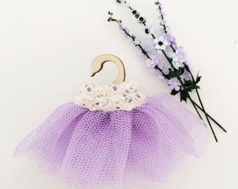 Miniature Tutu on Swan Hanger / tutu modern miniature decor / swan hanger with tutu