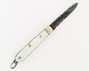 Vintage Petit French Folding Knife Charm / Rare Folding Knife Pendant Fob