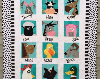 Farmyard Stars Paper Pieced Quilt in PDF