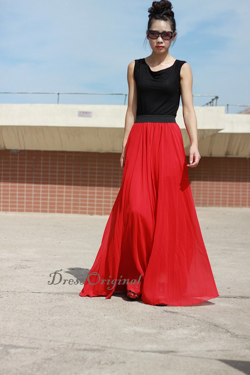 red maxi skirts