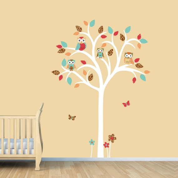 Owl tree decal Owl tree wall sticker Owl Nursery Art owl
