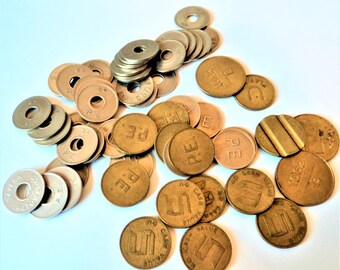 56x Mixed Metal Gaming Tokens... c.1960s