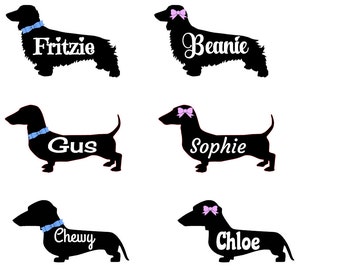 Personalized Dachshund Decals Long haired/Short haired Dachshunds with Bows