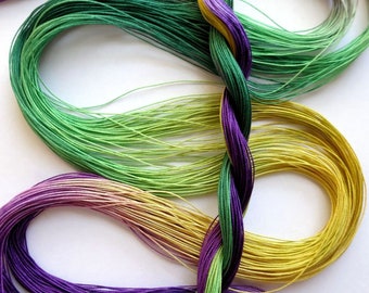 Size 80 "Mardi Gras" hand dyed tatting thread 6 cord cordonnet crochet cotton