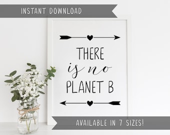 Eco Conscious Printable Design - Environmental Ecological Art Print - There is no planet B - Instant Download Raising Money for Conservation