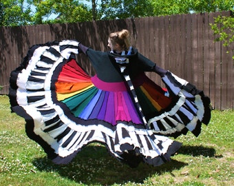 Upcycled Rainbow Sweater Coat with a Medieval Liripipe Hood by SnugglePants- Extra Long- CUSTOM
