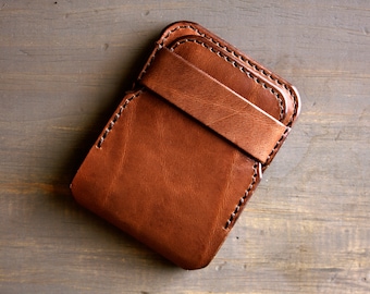 Handmade Leather Wallet - Slim Mens Wallet Minimalist - Front Pocket Bifold - Engraved Monogram Wallet - Personalized - Thin Card Holder
