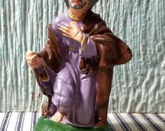 Vintage Chalkware Nativity Joseph, Italy Plaster Composite Creche Figurine, Replacement