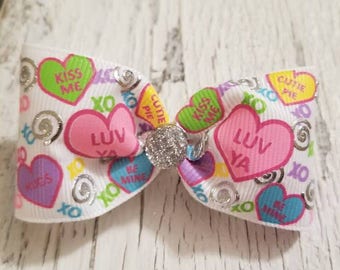 Hearts print Bow on French barrette
