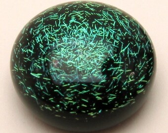 Lampwork Dichroic Glass Cabochon, Green B180